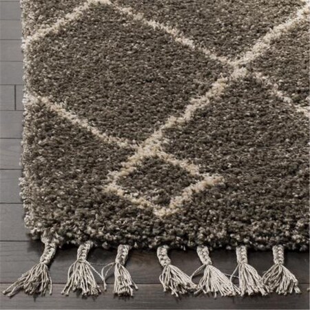 Safavieh 6 ft.7 in. x 6 ft.7 in. Moroccan Fringe Power Loomed Square Shag Rug; Grey & Cream MFG241A-7SQ